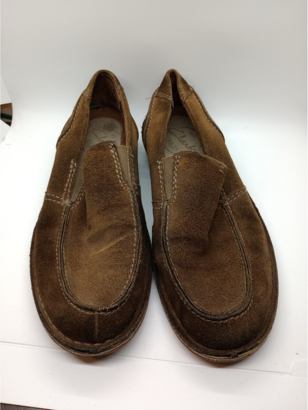 Clarks Men's Suede Loafers Brown 9M SlipOn Casual Shoe Driving Moccasin Toe 211